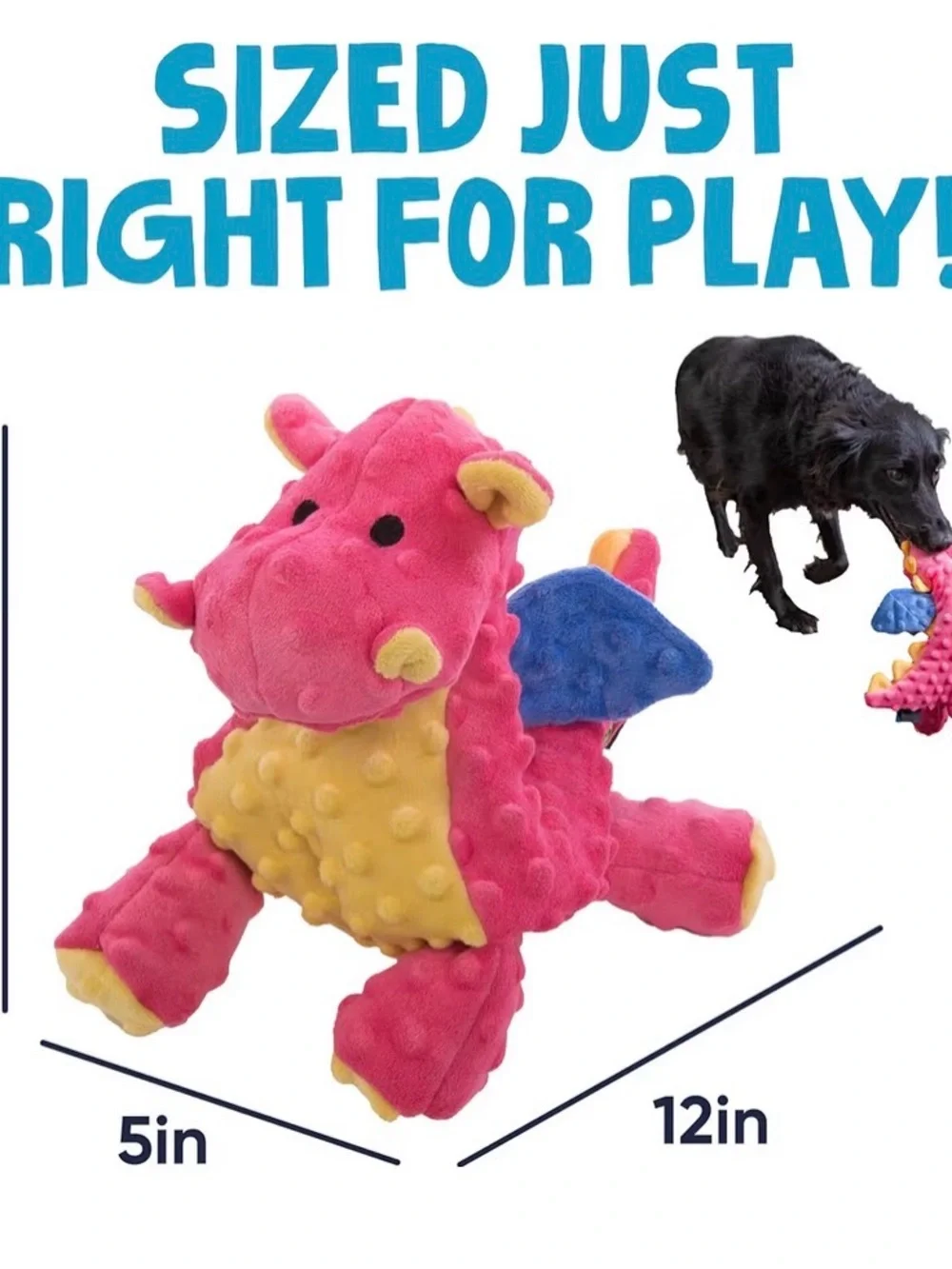 goDog Bubble Plush Dragons Squeaky Dog Toy